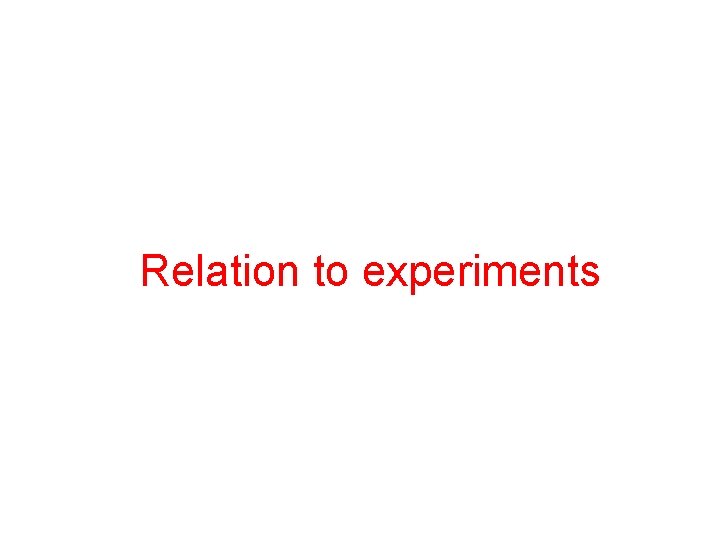 Relation to experiments 