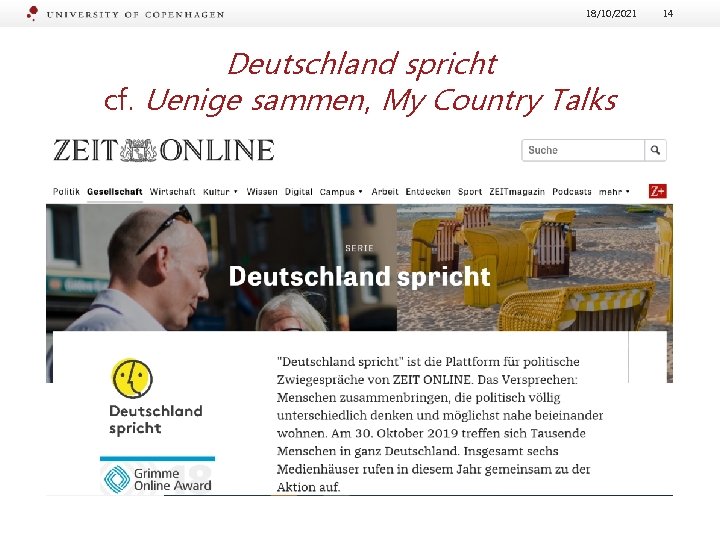 18/10/2021 Deutschland spricht cf. Uenige sammen, My Country Talks 14 