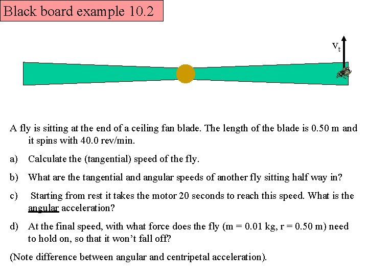 Black board example 10. 2 vt A fly is sitting at the end of