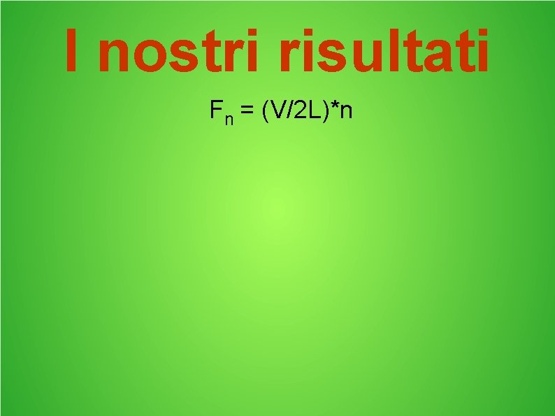 I nostri risultati Fn = (V/2 L)*n 