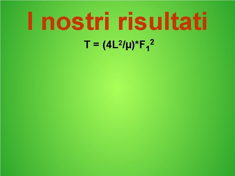 I nostri risultati T = (4 L 2/µ)*F 12 