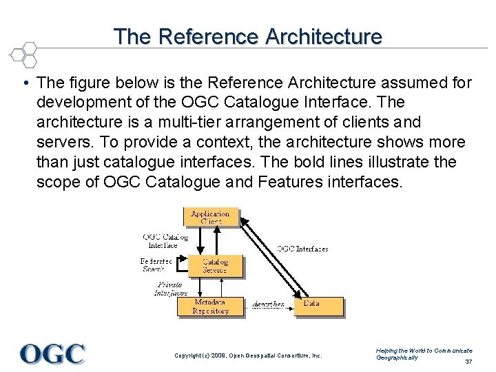 The Reference Architecture • The figure below is the Reference Architecture assumed for development