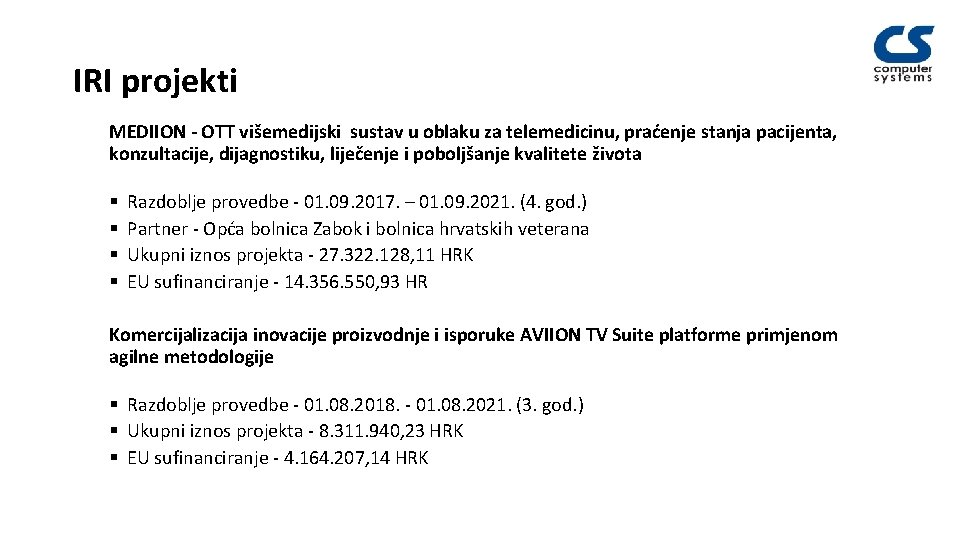 IRI projekti MEDIION - OTT višemedijski sustav u oblaku za telemedicinu, praćenje stanja pacijenta,