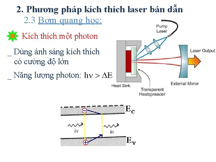 2. Phương pháp kích thích laser bán dẫn 2. 3 Bơm quang học: Kích