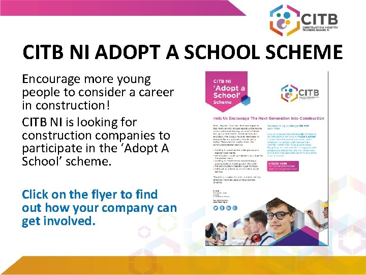 CITB NI ADOPT A SCHOOL SCHEME Encourage more young people to consider a career