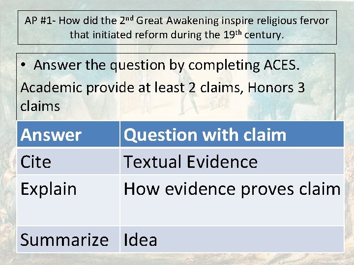 AP #1 - How did the 2 nd Great Awakening inspire religious fervor that