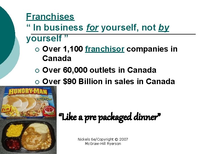 Franchises “ In business for yourself, not by yourself ” ¡ ¡ ¡ Over