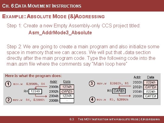 CH. 6: DATA MOVEMENT INSTRUCTIONS EXAMPLE: ABSOLUTE MODE (&)ADDRESSING Step 1: Create a new
