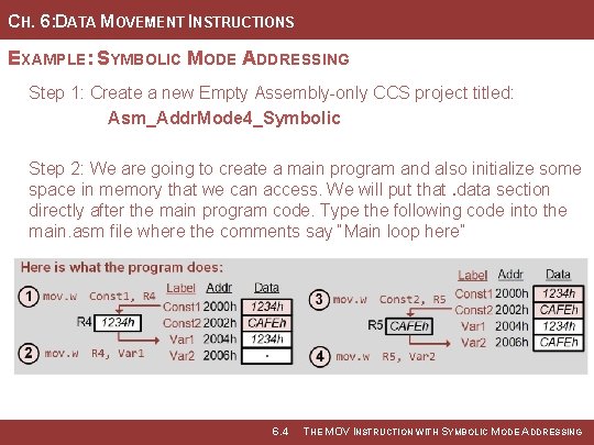 CH. 6: DATA MOVEMENT INSTRUCTIONS EXAMPLE: SYMBOLIC MODE ADDRESSING Step 1: Create a new
