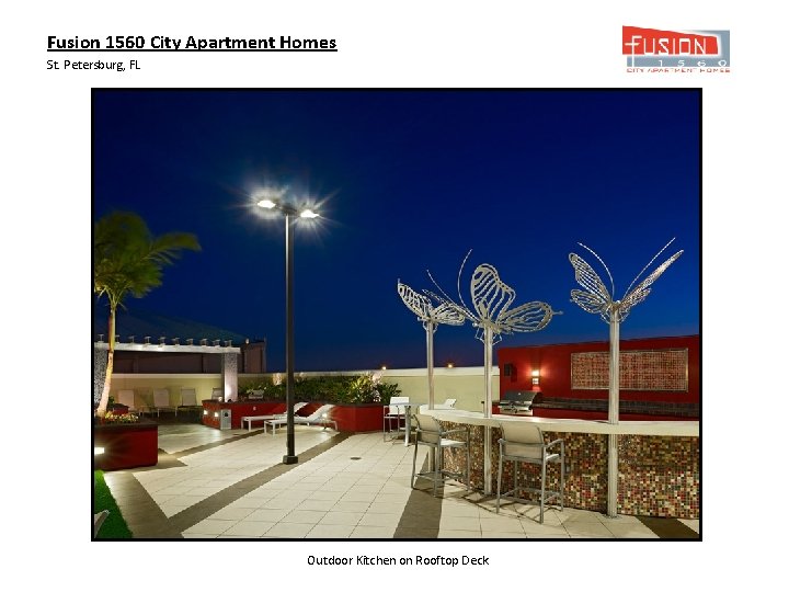 Fusion 1560 City Apartment Homes St. Petersburg, FL Outdoor Kitchen on Rooftop Deck 