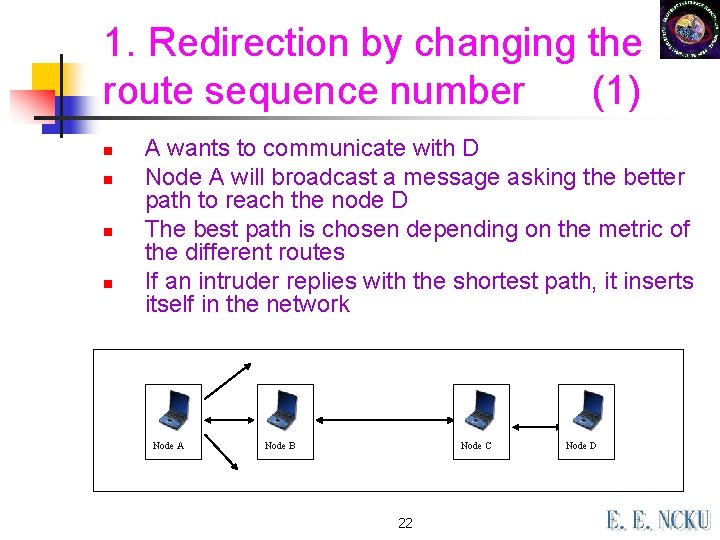 1. Redirection by changing the route sequence number (1) n n A wants to 1. Redirection by changing the route sequence number (1) n n A wants to