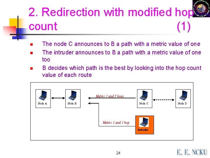 2. Redirection with modified hop count (1) n n n The node C announces 2. Redirection with modified hop count (1) n n n The node C announces