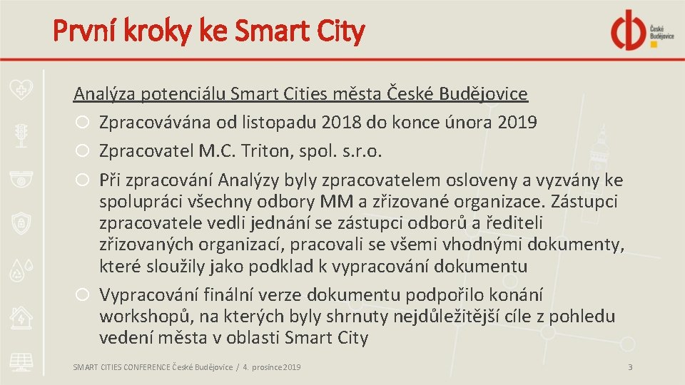 První kroky ke Smart City Analýza potenciálu Smart Cities města České Budějovice o Zpracovávána