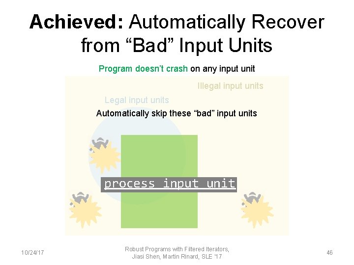 Achieved: Automatically Recover from “Bad” Input Units Program doesn’t crash on any input unit