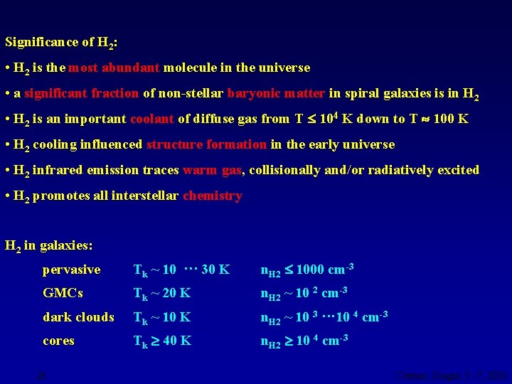 Significance of H 2: • H 2 is the most abundant molecule in the