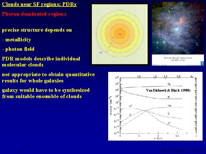 Clouds near SF regions: PDRs Photon dominated regions precise structure depends on - metallicity