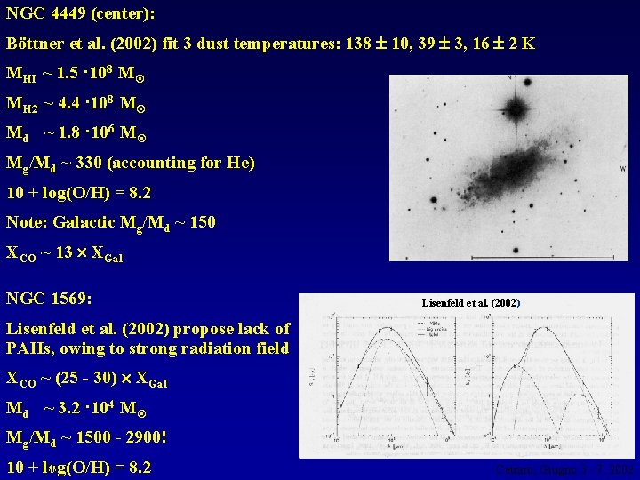 NGC 4449 (center): Böttner et al. (2002) fit 3 dust temperatures: 138 10, 39