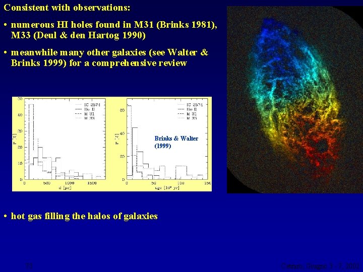 Consistent with observations: • numerous HI holes found in M 31 (Brinks 1981), M