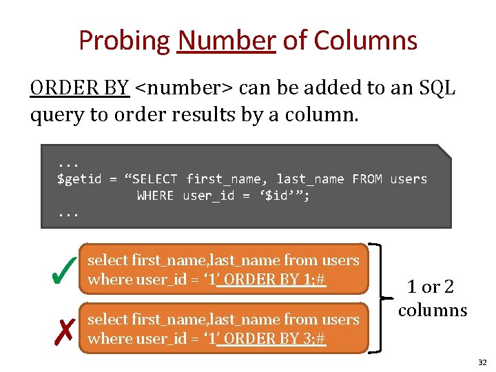 Probing Number of Columns ORDER BY <number> can be added to an SQL query