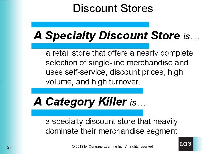 Discount Stores A Specialty Discount Store is… a retail store that offers a nearly