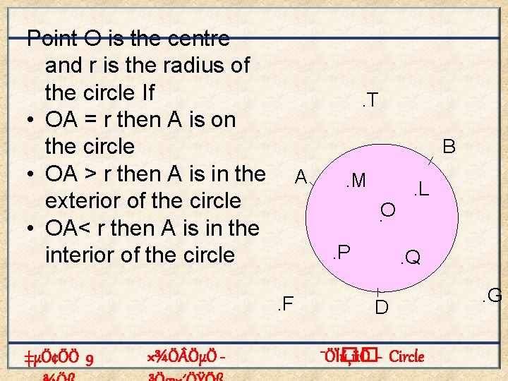 Point O is the centre and r is the radius of the circle If