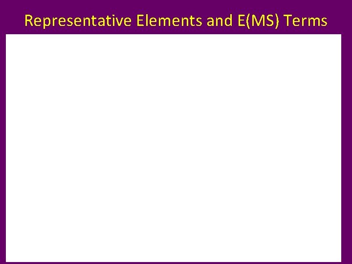 Representative Elements and E(MS) Terms 