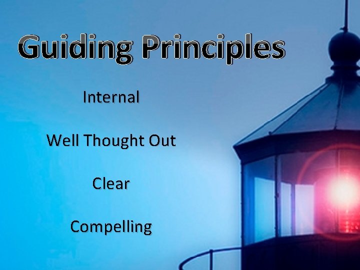 Guiding Principles Internal Well Thought Out Clear Compelling 