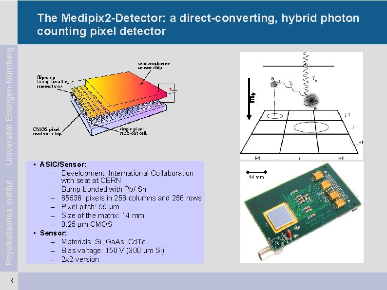 Physikalisches Institut Universität Erlangen-Nürnberg The Medipix 2 -Detector: a direct-converting, hybrid photon counting pixel