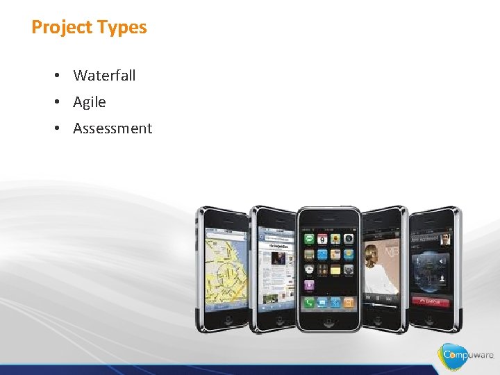 Project Types • Waterfall • Agile • Assessment 