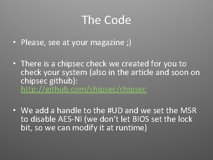 The Code • Please, see at your magazine ; ) • There is a