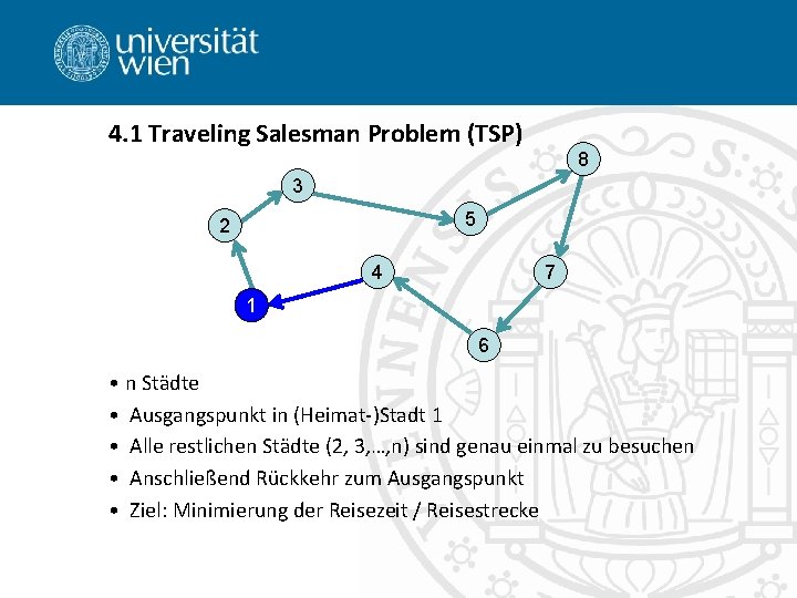 4. 1 Traveling Salesman Problem (TSP) 8 3 5 2 4 7 1 6