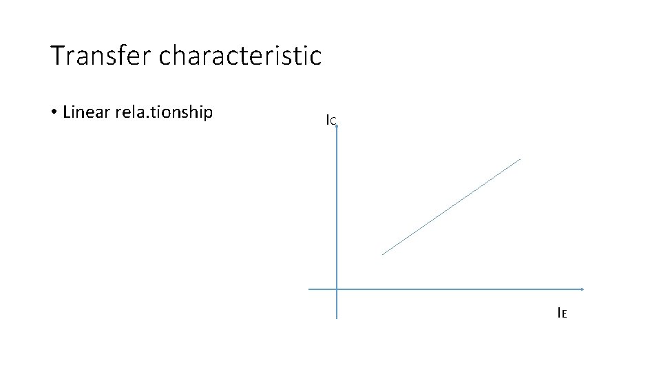 Transfer characteristic • Linear rela. tionship IC IE 