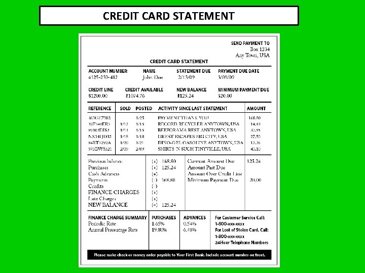 CREDIT CARD STATEMENT 