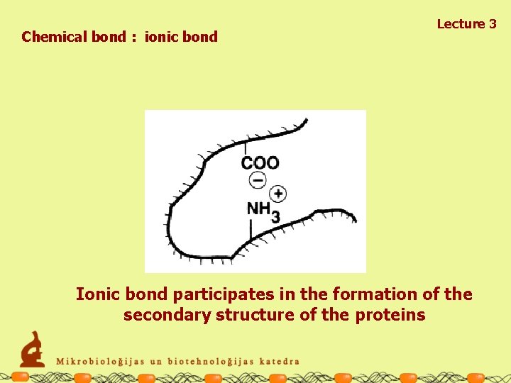 Chemical bond : ionic bond Lecture 3 Ionic bond participates in the formation of
