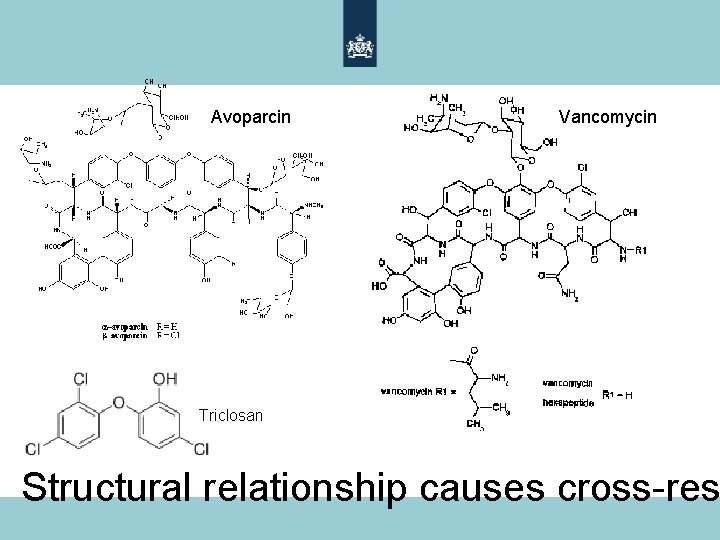 Avoparcin Vancomycin Triclosan Structural relationship causes cross-res 