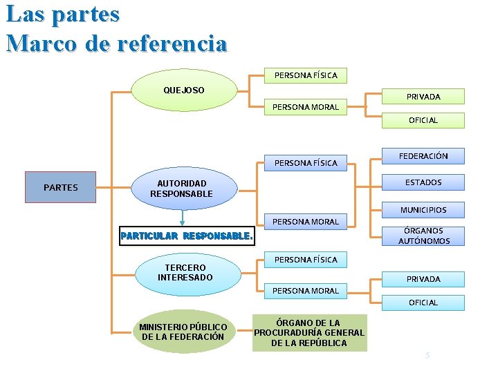 Las partes Marco de referencia PERSONA FÍSICA QUEJOSO PRIVADA PERSONA MORAL OFICIAL PERSONA FÍSICA