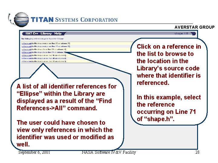 AVERSTAR GROUP A list of all identifier references for “Ellipse” within the Library are