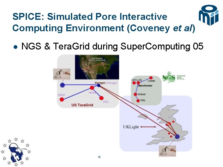 SPICE: Simulated Pore Interactive Computing Environment (Coveney et al) l NGS & Tera. Grid