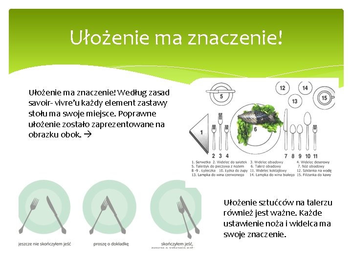 Ułożenie ma znaczenie! Według zasad savoir- vivre’u każdy element zastawy stołu ma swoje miejsce.