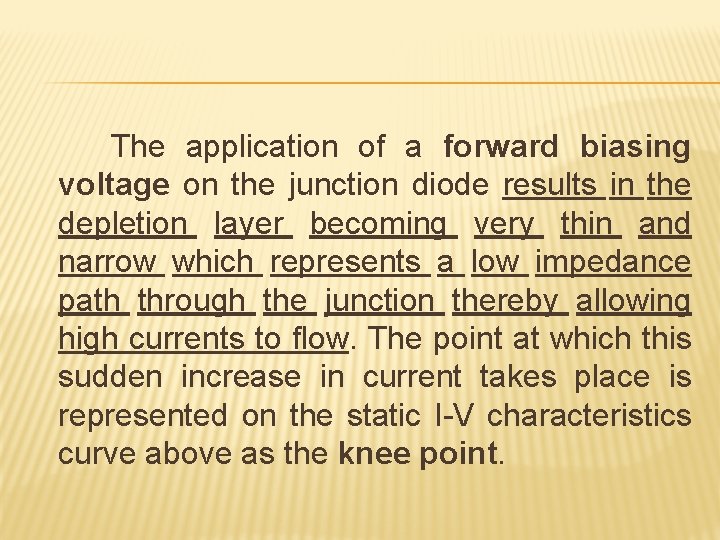 The application of a forward biasing voltage on the junction diode results in the