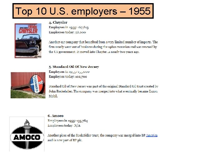 Top 10 U. S. employers – 1955 