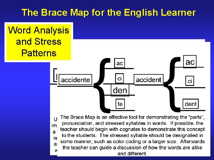 The Brace Map for the English Learner Word Analysis and Stress Patterns 