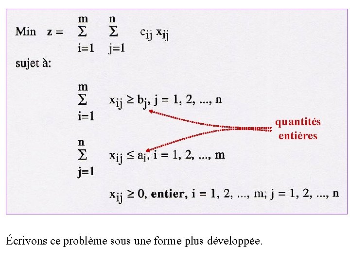 quantités entières Écrivons ce problème sous une forme plus développée. 