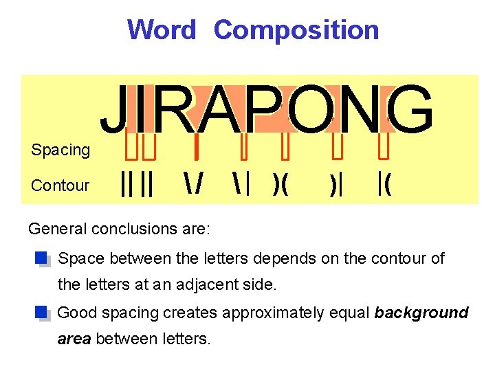 Word Composition Spacing Contour JIRAPONG || ||  /  | )( )| |(