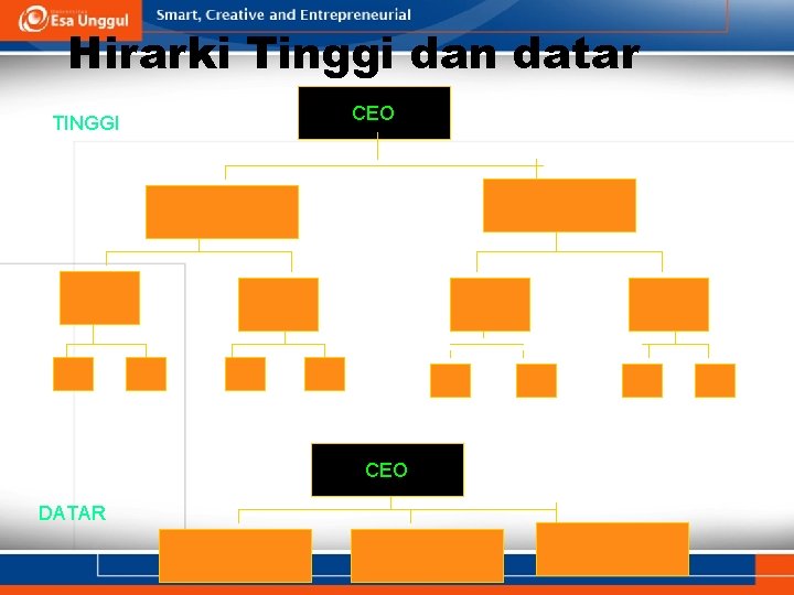 Hirarki Tinggi dan datar TINGGI CEO DATAR 