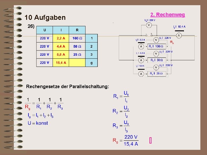 10 Aufgaben 26) Rechengesetze der Parallelschaltung: 2. Rechenweg 