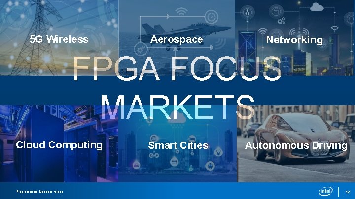 5 G Wireless Aerospace Networking FPGA FOCUS MARKETS Cloud Computing PROGRAMMABLE SOLUTIONS Programmable Solutions 5 G Wireless Aerospace Networking FPGA FOCUS MARKETS Cloud Computing PROGRAMMABLE SOLUTIONS Programmable Solutions