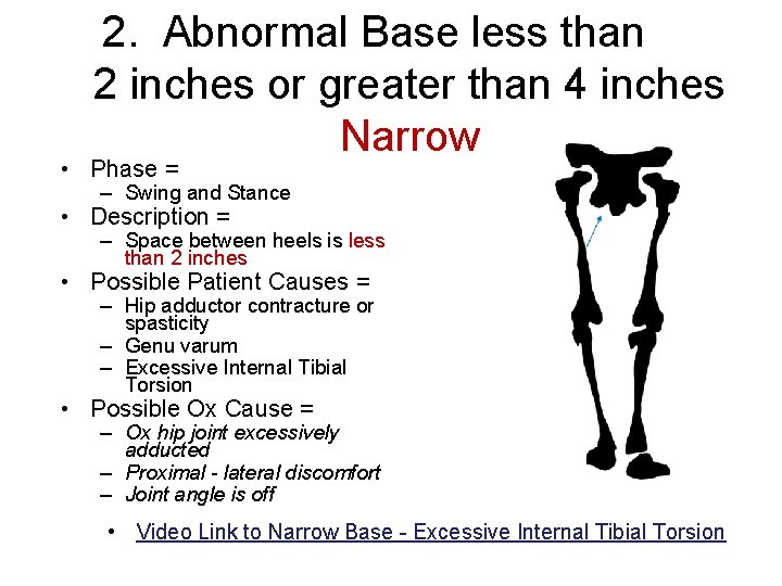 2. Abnormal Base less than 2 inches or greater than 4 inches Narrow •