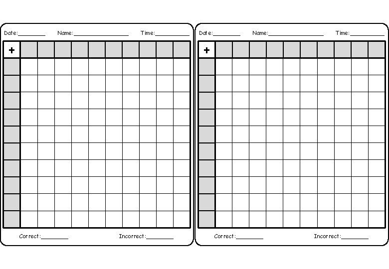 Addition Boxes These handouts can be used with