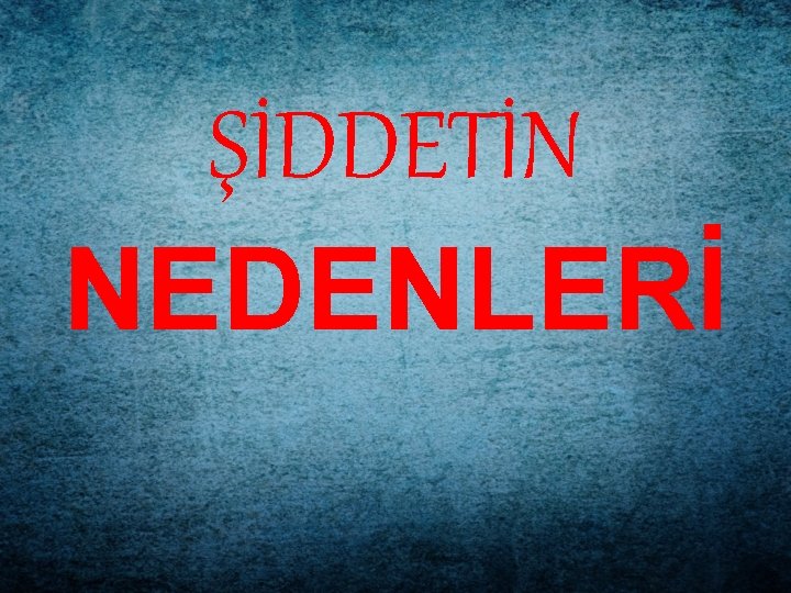 ŞİDDETİN NEDENLERİ 